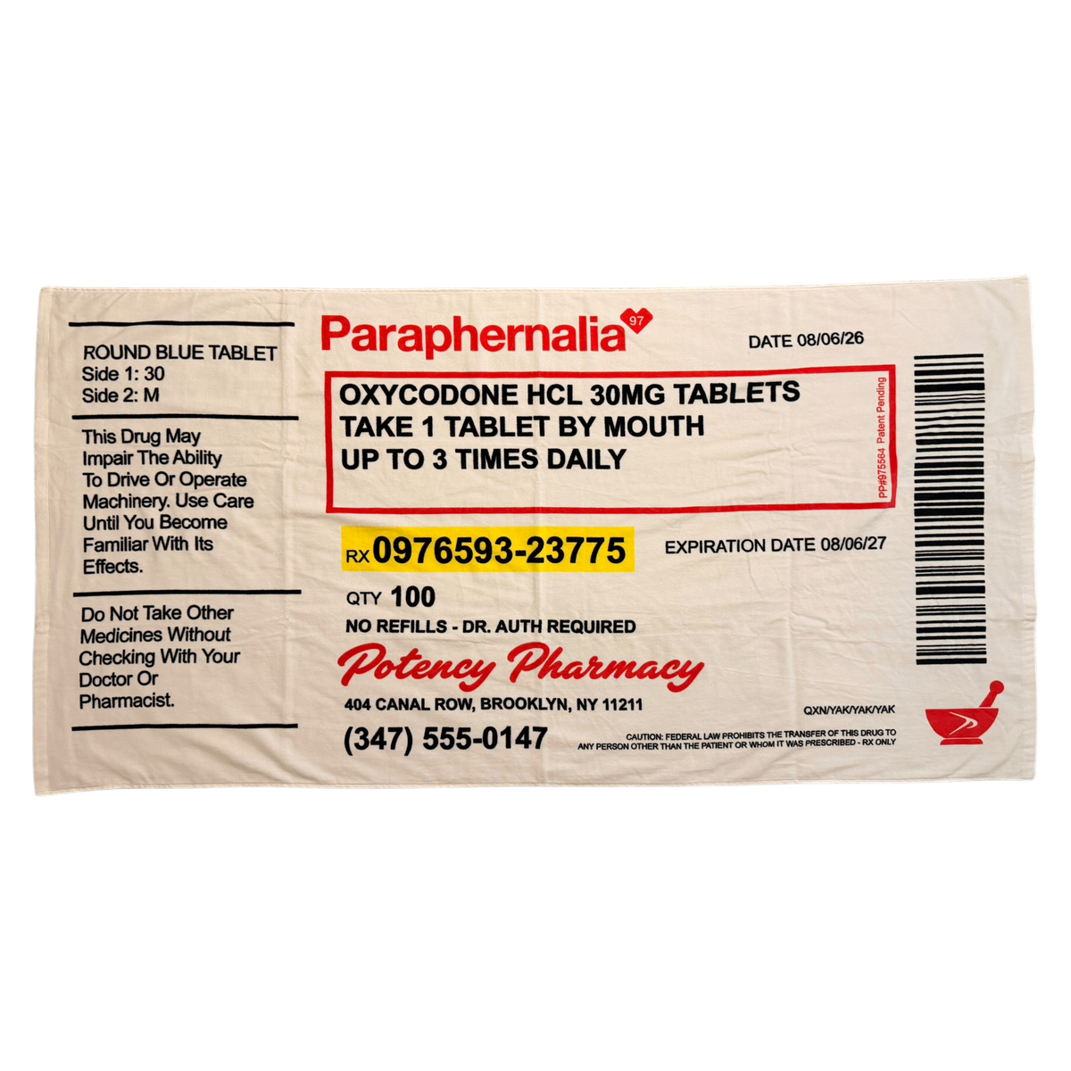 PRESCRIPTION BEACH TOWEL