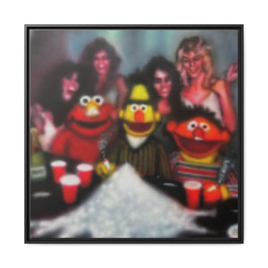 Framed Matte Canvas - Retro Puppet Party Pop Art
