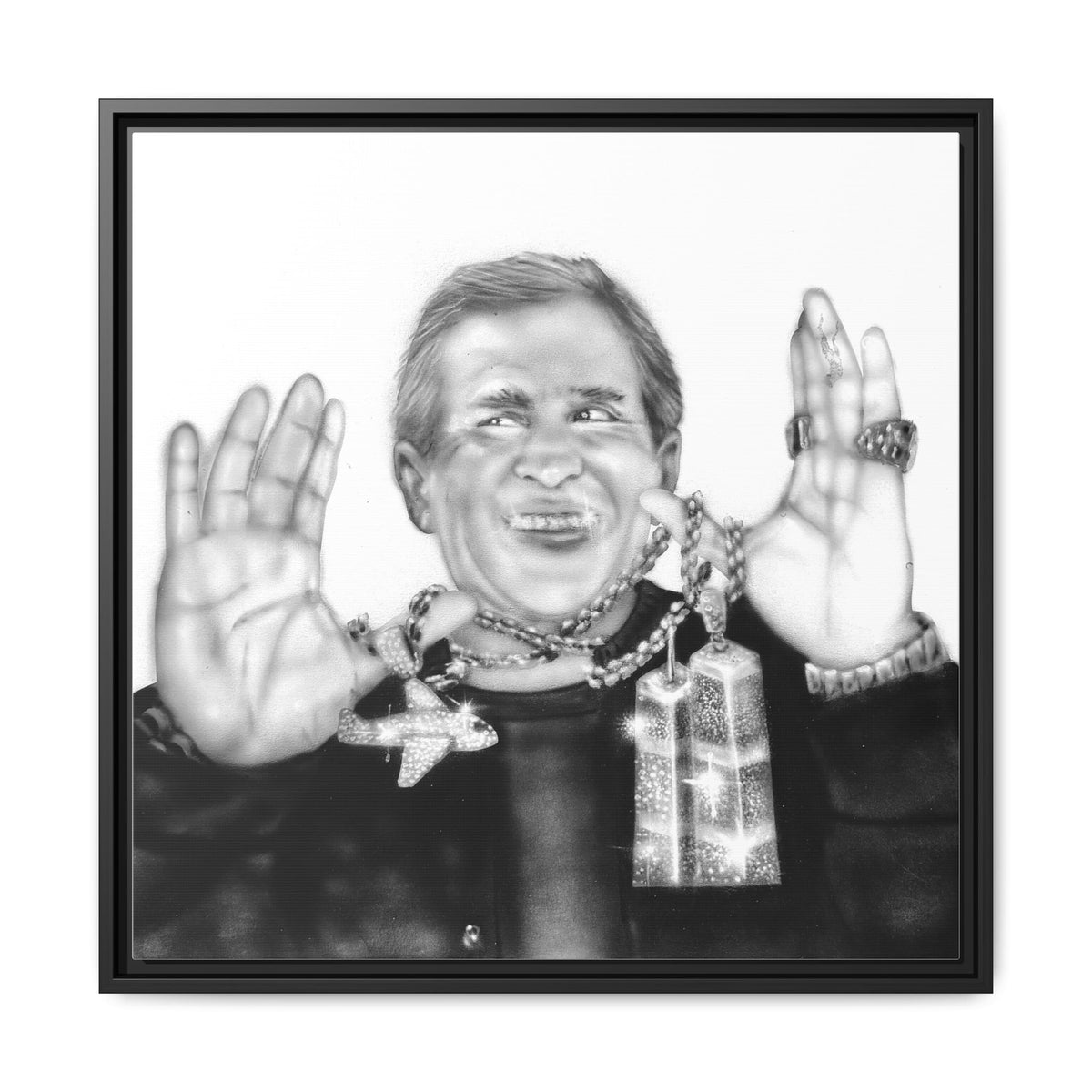 Framed Matte Canvas Wall Art — Retro Portrait with Jewelry