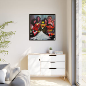 Framed Matte Canvas - Retro Puppet Party Pop Art