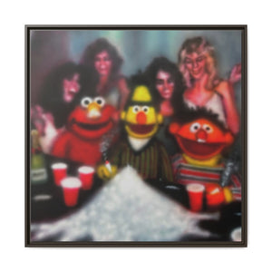 Framed Matte Canvas - Retro Puppet Party Pop Art