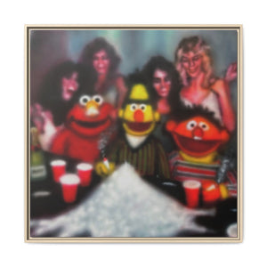 Framed Matte Canvas - Retro Puppet Party Pop Art