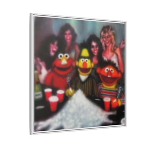 Framed Matte Canvas - Retro Puppet Party Pop Art