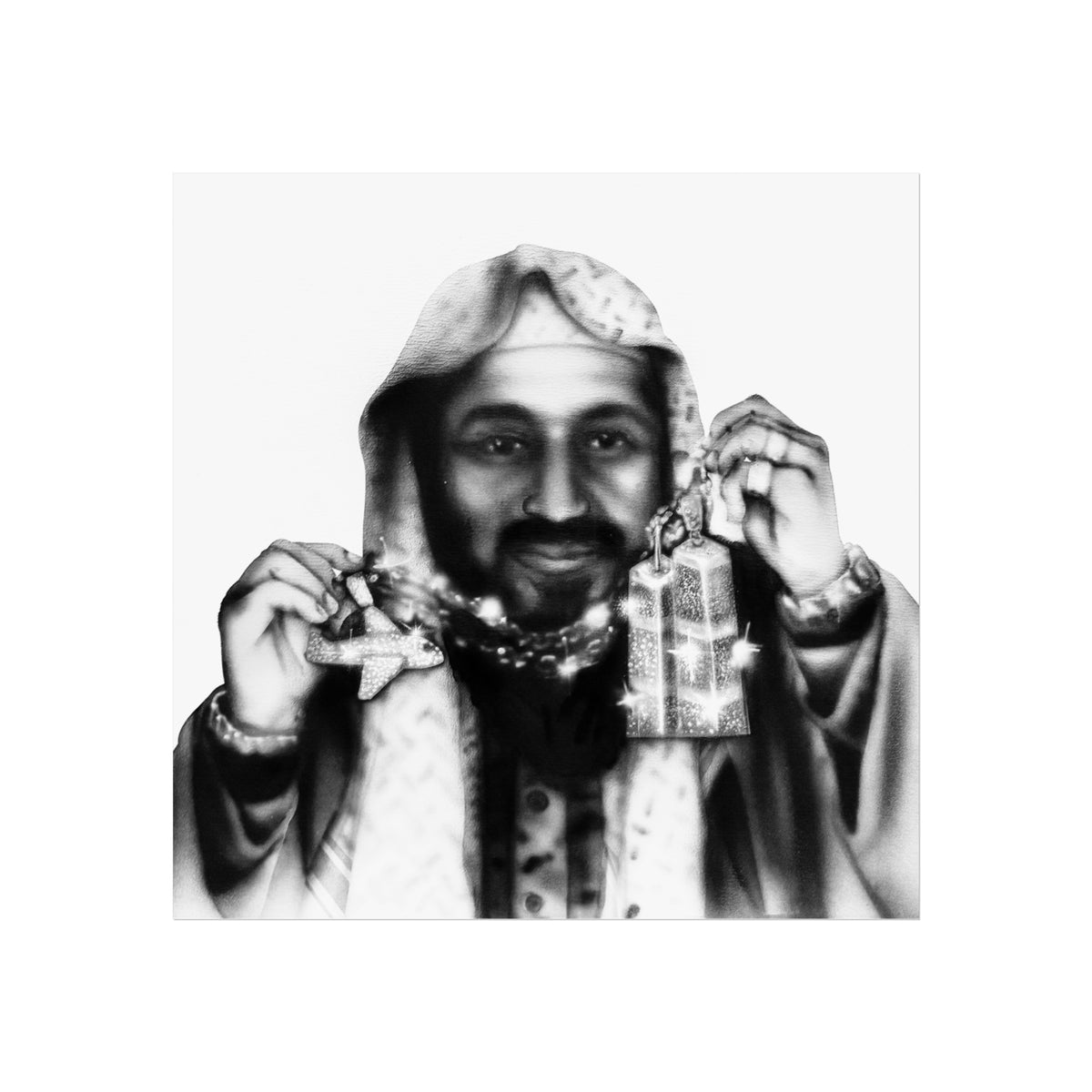 Fine Art Poster — Monochrome Portrait with Jewelry (Contemporary Wall Art)