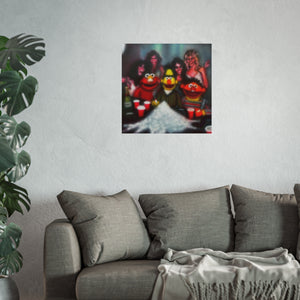 Fine Art Poster — Surreal Party Scene with Cartoon Characters