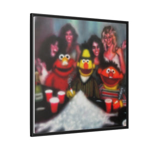 Framed Matte Canvas - Retro Puppet Party Pop Art