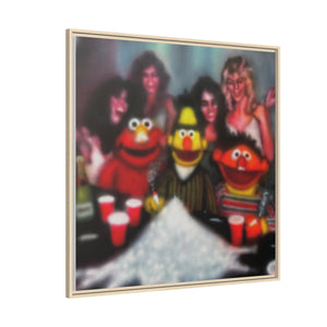 Framed Matte Canvas - Retro Puppet Party Pop Art